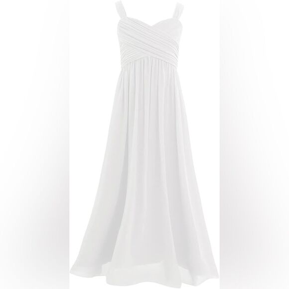 Amazon White Pleated A-Line Maxi Dress - Picture 1 of 8